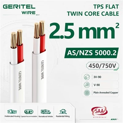 2.5mm Dhá Core Flat TPS Cábla 100m Rolla